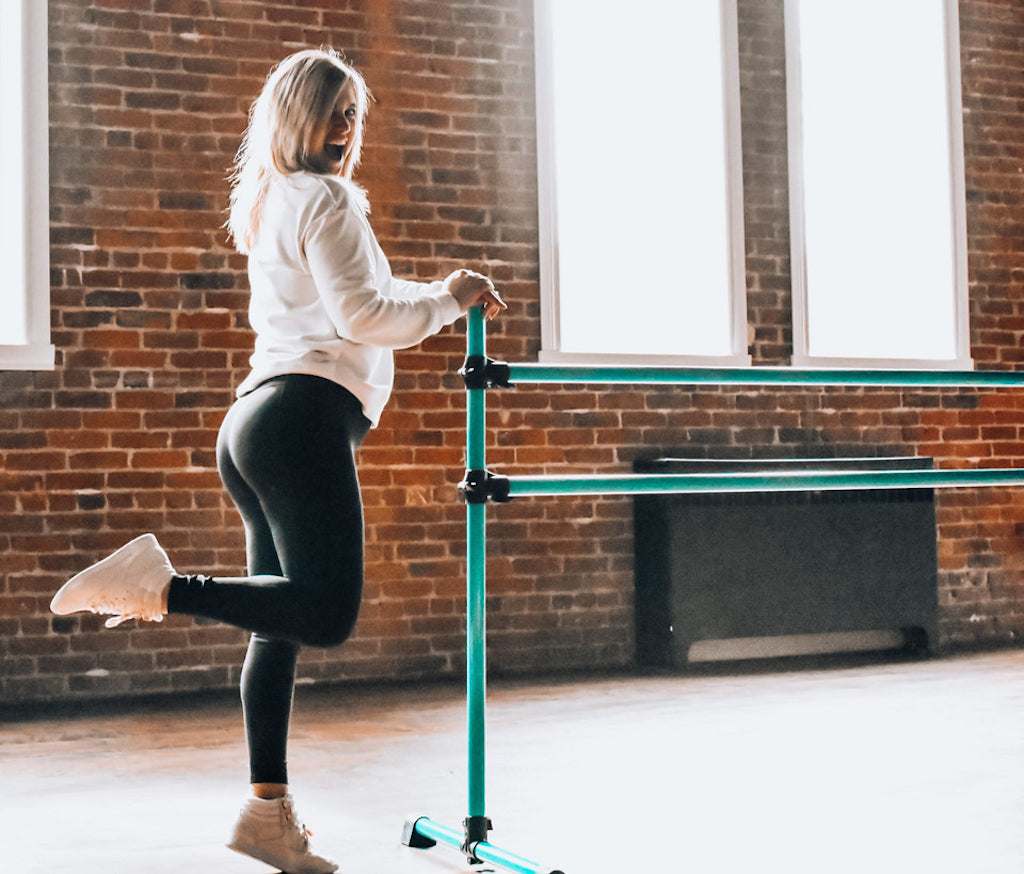 VitaBarre Prodigy Series: Modern Aluminum Double Bar Freestanding Ballet Barre 4-5 FT